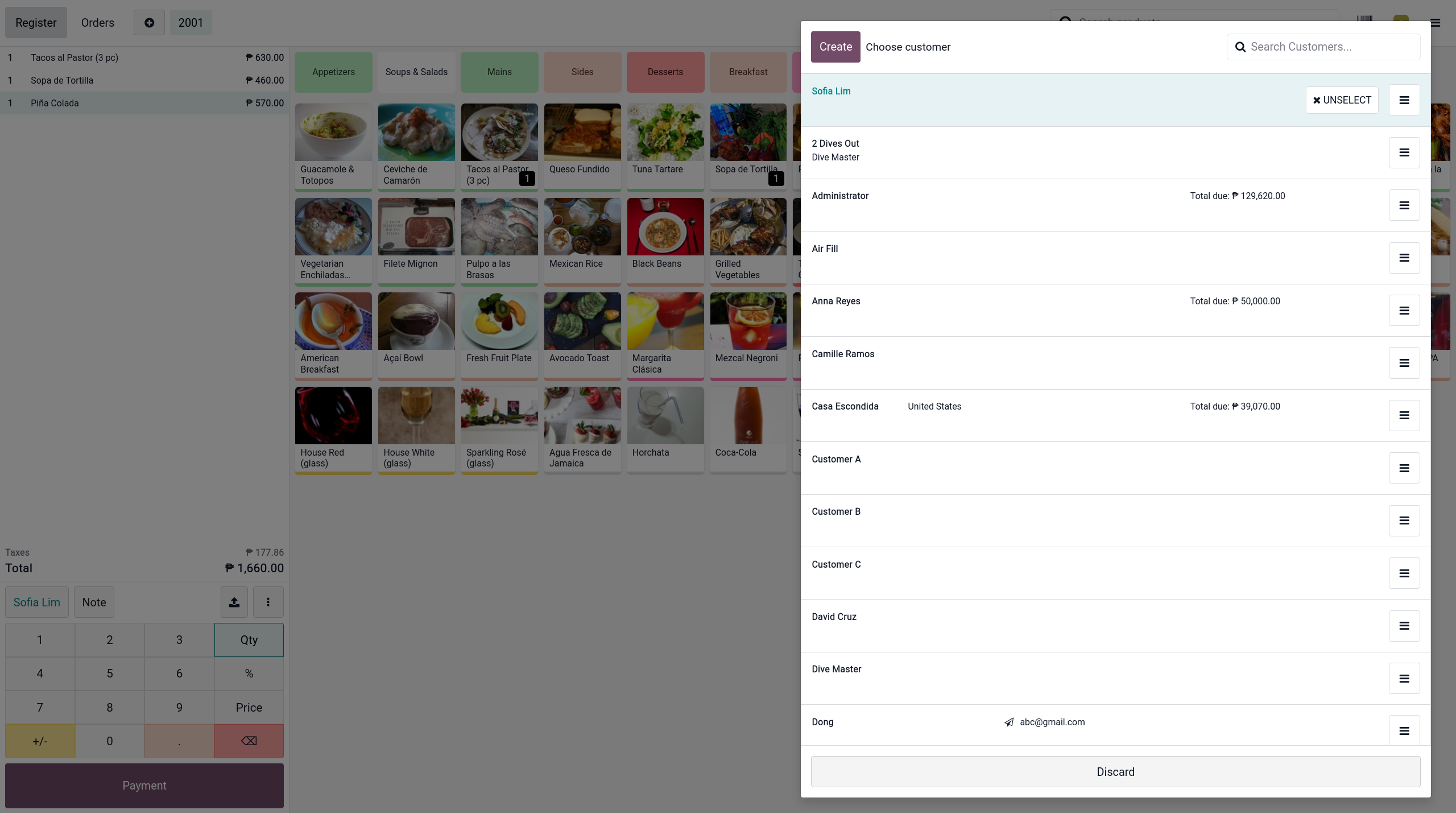 POS orders on the folio bill at check-out