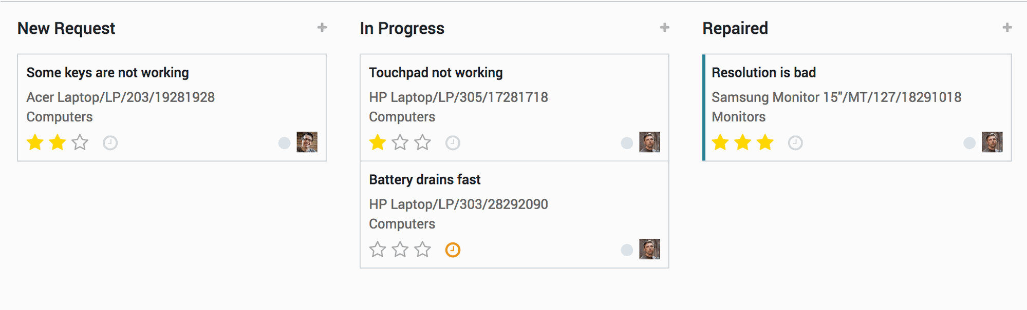 Maintenance requests in kanban