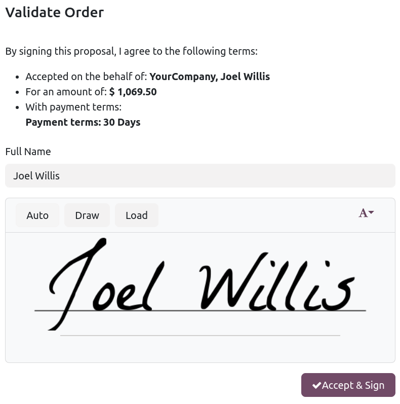 Online payment and e-sign