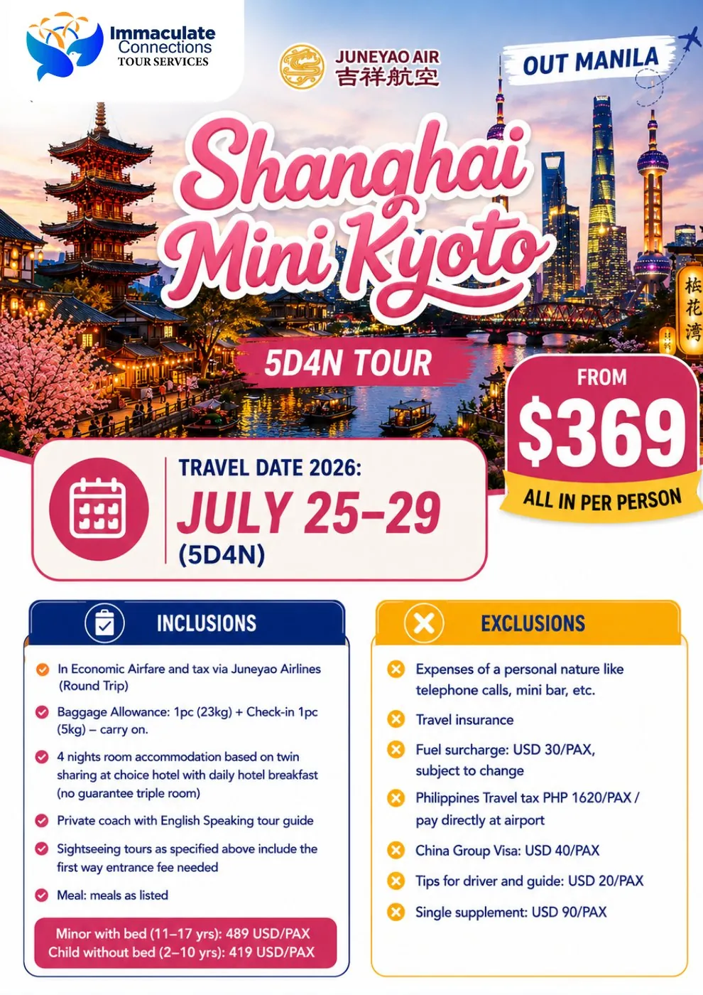 Shanghai Mini Kyoto 5D4N tour poster