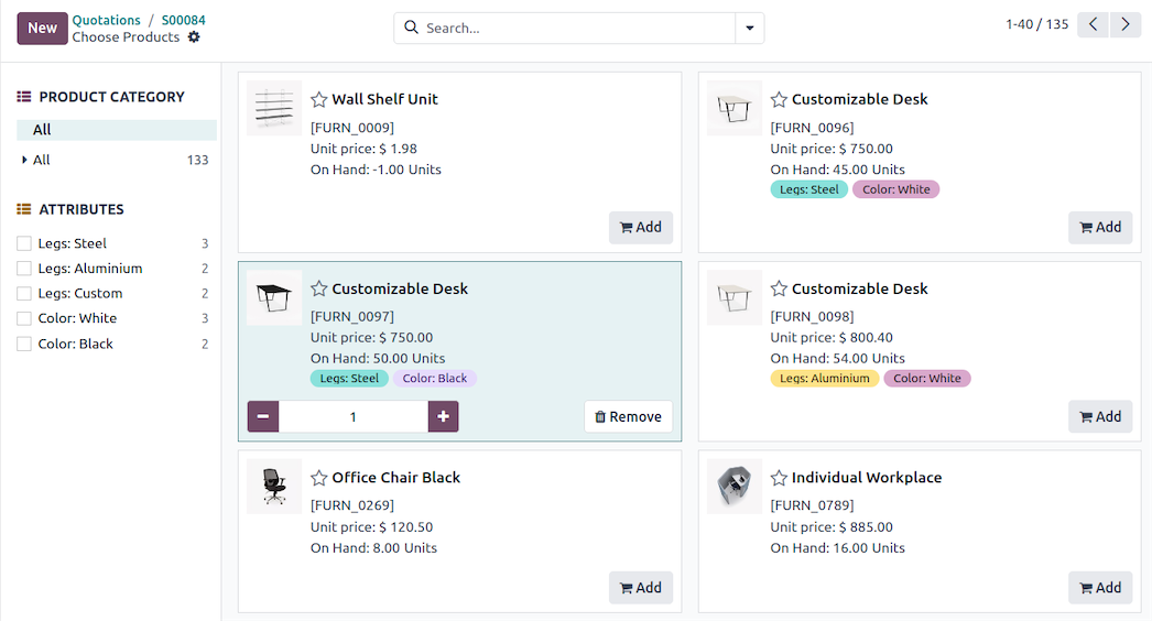 Odoo quotation builder — build a JR-Tech quote in two clicks