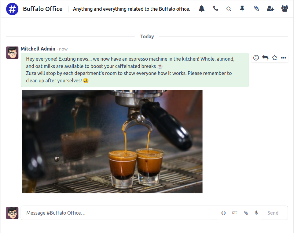 Odoo Discuss channels