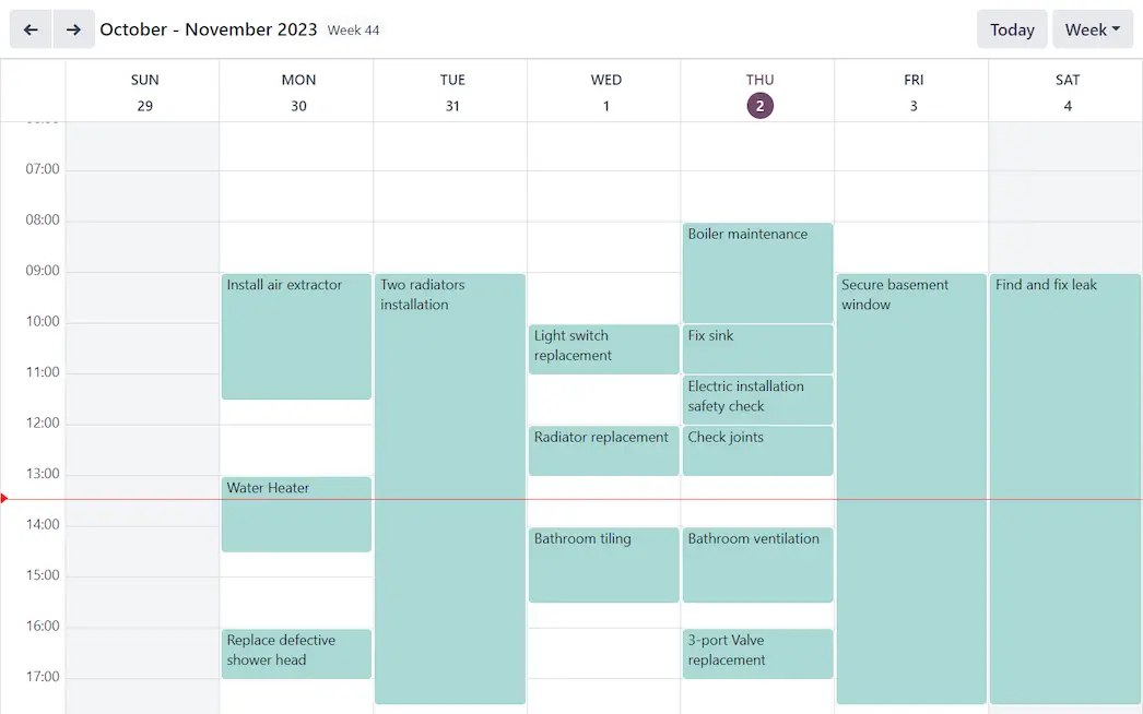 Odoo Field Service calendar view