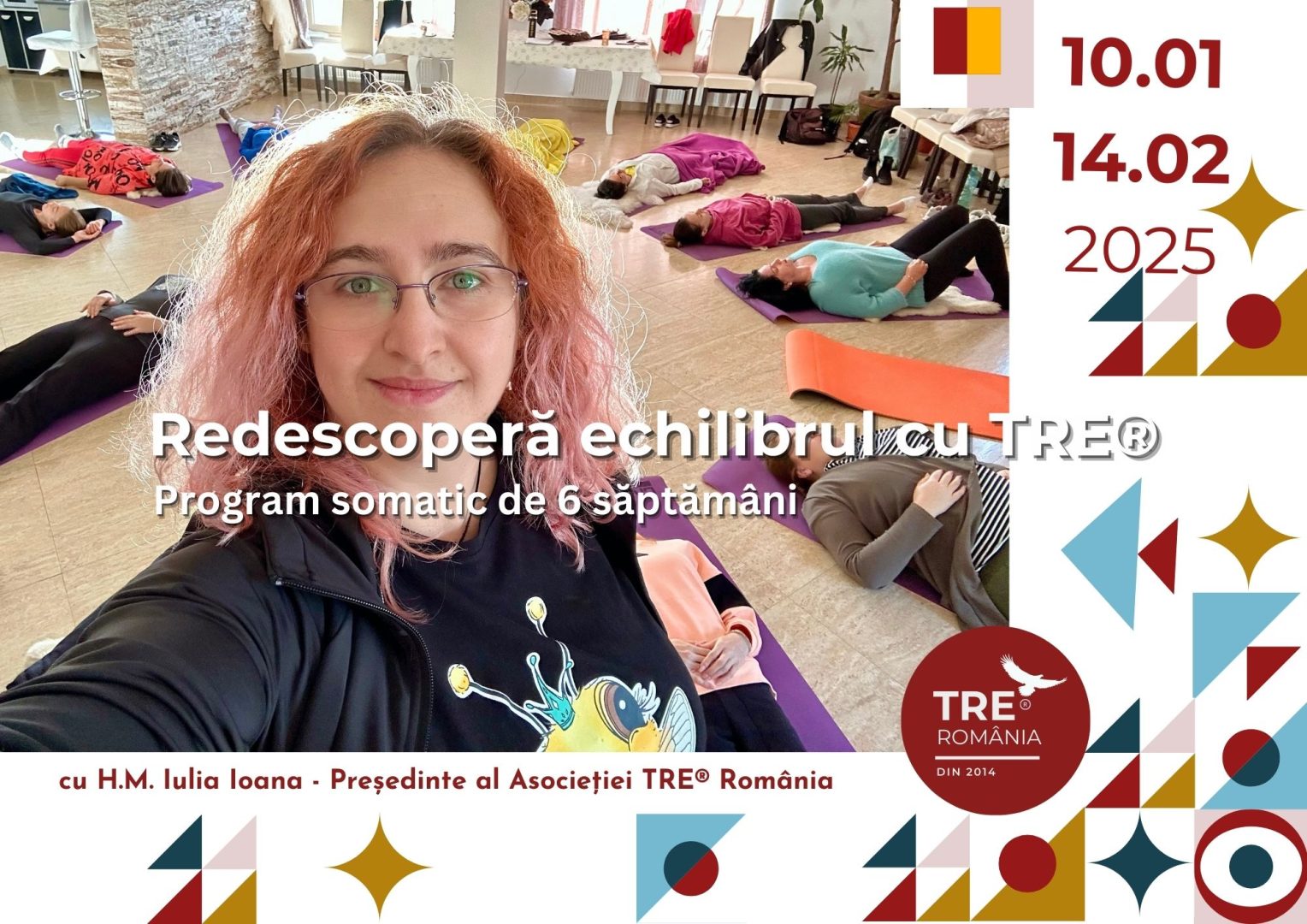 Afișul programului Redescoperă Echilibrul cu TRE la Sambodhi Studio
